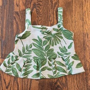 Janie and Jack Green Leaf Print Tank Top